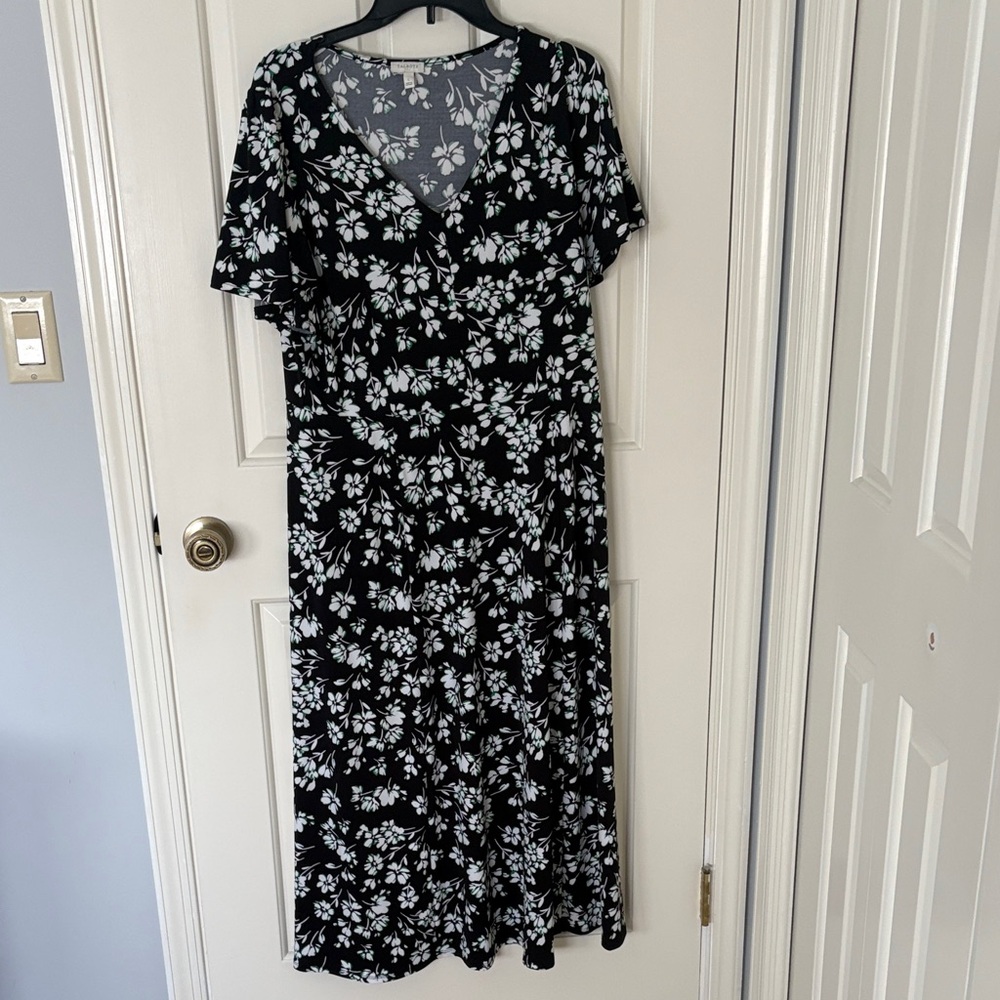 Talbots Black Floral V-Neck Maxi Dress